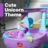 imageStep2 Rain Showers and Unicorns Water Table Kids Water and Sand Activity Sensory Playset Summer Outdoor Toys 13 Piece Water Toy Accessories for Toddlers 15 Years Old Blue ampamp PurpleRain Showers  Unicorns