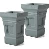 imageStep2 Atherton Square Planter Large Planters for Outdoor Plants Gardening and Flower Pot for Patio or Porch Efficient Drainage Durable Plastic White 2PackSage Gray
