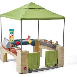 imageStep2 All Around Playtime Patio with Canopy Playset  Shaded Outdoor Playhouse for Kids with Realistic Interactive Features Room for Multiple Toddlers to Play  Dimensions 60quot H x 475quot W x 475quot DGreen
