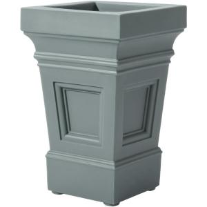 imageStep2 Atherton Square Planter Large Planters for Outdoor Plants Gardening and Flower Pot for Patio or Porch Efficient Drainage Durable Plastic Classic WhiteSage Gray