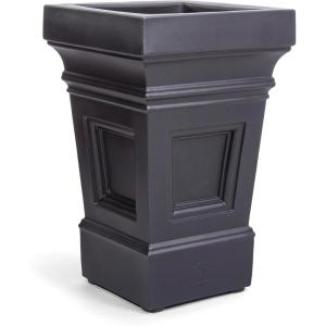 imageStep2 Atherton Square Planter Large Planters for Outdoor Plants Gardening and Flower Pot for Patio or Porch Efficient Drainage Durable Plastic Classic WhiteOnyx Black
