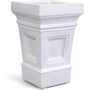 imageStep2 Atherton Square Planter Large Planters for Outdoor Plants Gardening and Flower Pot for Patio or Porch Efficient Drainage Durable Plastic Classic WhiteClassic White