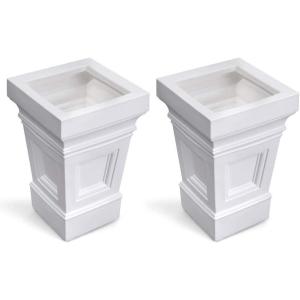 imageStep2 Atherton Square Planter Large Planters for Outdoor Plants Gardening and Flower Pot for Patio or Porch Efficient Drainage Durable Plastic White 2PackWhite