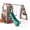 imageStep2 Naturally Playful Adventure Lodge Play Center with Glider Kids Outdoor Playset Two Tier Backyard Playground Set Slide Swings Outside Jungle Gym For Children 38 Years Old