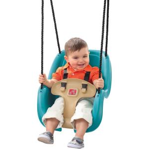 imageStep2 Infant to Toddler Swing Baby Outdoor Swing Backyard Bucket Style Swing Seat Secure Harness Outside WeatherResistant Rope Attach to Playset For Toddlers 9 Months 3 Years OldBlue