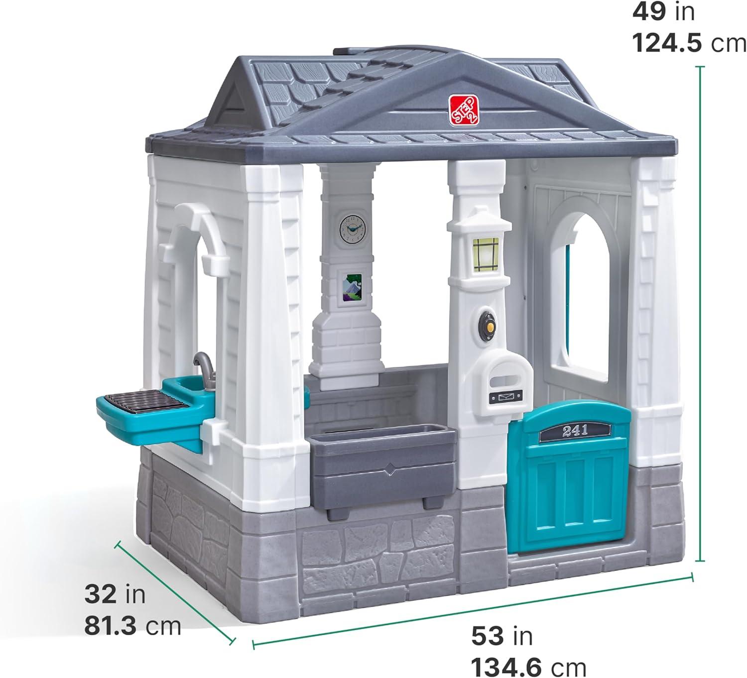 imageStep2 Neat ampamp Tidy Cottage Kids Playhouse IndoorOutdoor Playset Interactive Play with Sounds Made of Durable Plastic for Toddlers 15 Years Old GreyGrey
