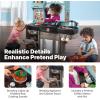 imageStep2 Best Chefs Kids Kitchen Playset IndoorOutdoor Kitchenette Interactive Play with Lights and Sounds Made of Durable Plastic Includes 25 Piece Toy Accessories For Toddlers 2 Years OldBlue