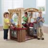 imageStep2 Grand WalkIn Kitchen ampamp Grill Kids Playset IndoorOutdoor Kitchenette Interactive Play with Lights and Sounds Durable Plastic 103 Piece Toy Accessories Toddlers 2 Years Old BrownTanBrown  Tan