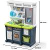 imageStep2 Lifestyle Custom Kids Kitchen Playset IndoorOutdoor Kitchenette Interactive Play with Lights and Sounds Made of Durable Plastic 20 Piece Toy Accessories Toddlers 2 Years Old TanBlue  White  Green
