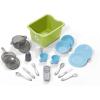 imageStep2 Lifestyle Custom Kids Kitchen Playset IndoorOutdoor Kitchenette Interactive Play with Lights and Sounds Made of Durable Plastic 20 Piece Toy Accessories Toddlers 2 Years Old TanBlue  White  Green