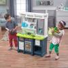 imageStep2 Lifestyle Custom Kids Kitchen Playset IndoorOutdoor Kitchenette Interactive Play with Lights and Sounds Made of Durable Plastic 20 Piece Toy Accessories Toddlers 2 Years Old TanBlue  White  Green