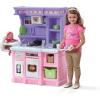 imageStep2 Lifestyle Custom Kids Kitchen Playset IndoorOutdoor Kitchenette Interactive Play with Lights and Sounds Made of Durable Plastic 20 Piece Toy Accessories Toddlers 2 Years Old TanPurplePink