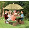 imageStep2 Naturally Playful Kids Picnic Table with Removable Umbrella IndoorOutdoor Toys Fits 6 Children Made of Durable Plastic For Toddlers 3 Years Old Blue ampamp GreenGreen  Leaves