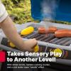 imageStep2 Sizzle ampamp Smoke BBQ Grill Kids Playset IndoorOutdoor Kitchenette Interactive Play with Sounds Made of Durable Plastic Includes 15 Piece Toy Accessories For Toddlers 3 Years OldBlue  Gray   Yellow