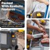 imageStep2 Sizzle ampamp Smoke BBQ Grill Kids Playset IndoorOutdoor Kitchenette Interactive Play with Sounds Made of Durable Plastic Includes 15 Piece Toy Accessories For Toddlers 3 Years OldBlue  Gray   Yellow