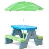 imageStep2 Sun ampamp Shadel Kids Picnic Table with Removeable Umbrella IndoorOutdoor Toys Fits 4 Children Made of Durable Plastic For Toddlers 154 Years OldMultiple
