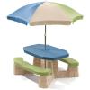 imageStep2 Naturally Playful Kids Picnic Table with Removable Umbrella IndoorOutdoor Toys Fits 6 Children Made of Durable Plastic For Toddlers 3 Years Old Blue ampamp GreenBlue  Green