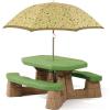 imageStep2 Naturally Playful Kids Picnic Table with Removable Umbrella IndoorOutdoor Toys Fits 6 Children Made of Durable Plastic For Toddlers 3 Years Old Blue ampamp GreenGreen  Leaves