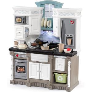 imageStep2 Lifestyle Custom Kids Kitchen Playset IndoorOutdoor Kitchenette Interactive Play with Lights and Sounds Made of Durable Plastic 20 Piece Toy Accessories Toddlers 2 Years Old TanGray
