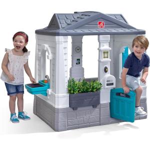 imageStep2 Neat ampamp Tidy Cottage Kids Playhouse IndoorOutdoor Playset Interactive Play with Sounds Made of Durable Plastic for Toddlers 15 Years Old GreyGrey
