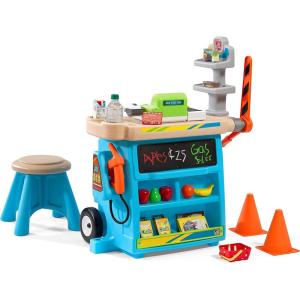 imageStep2 Stop ampamp Go Market  Kids Pretend Play Store ampamp Toll Booth with Toy Cash Register BlueBlue