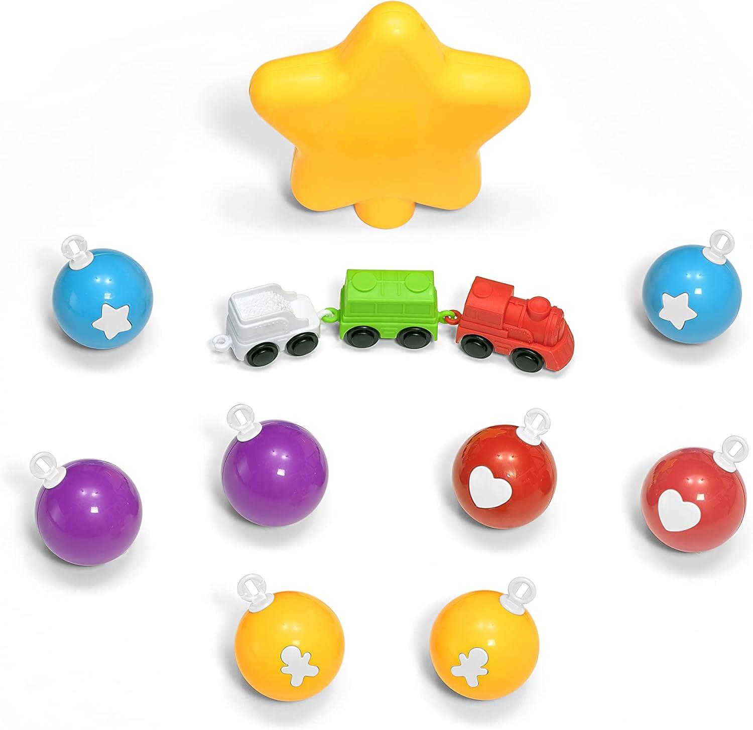 imageStep2 My First Christmas Tree Kids Interactive Christmas Toy 12 Colorful Plastic Ornaments to Decorate Mini Train Set Circles The Skirt for Toddles 1 Years Old