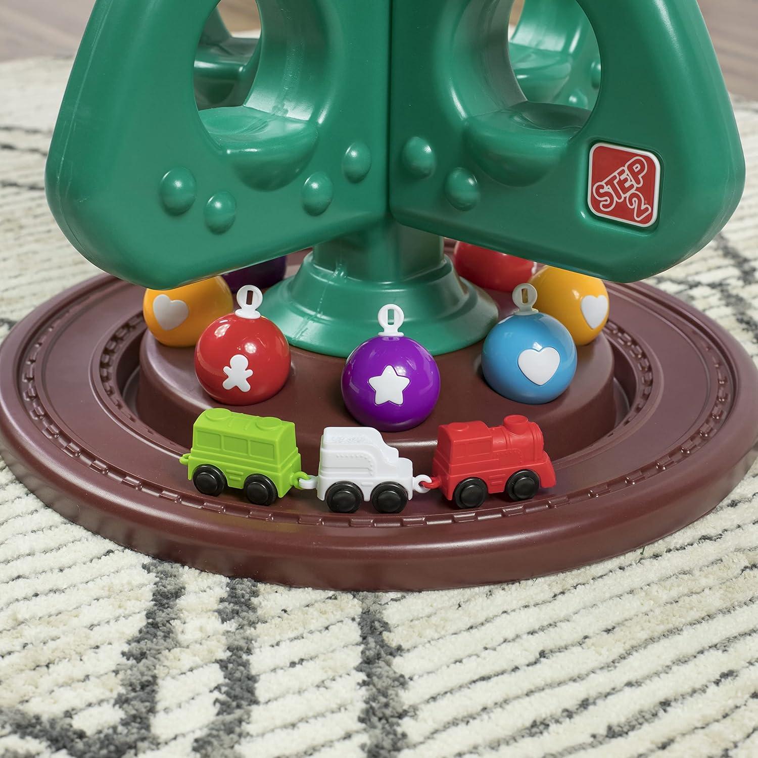 imageStep2 My First Christmas Tree Kids Interactive Christmas Toy 12 Colorful Plastic Ornaments to Decorate Mini Train Set Circles The Skirt for Toddles 1 Years Old