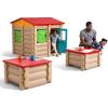 imageStep2 Big Builders Playhouse Tables ampamp More 132Piece Building Set  Kids Interactive Building Playset Brown