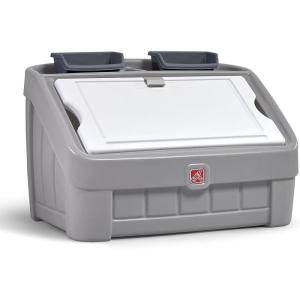 imageStep2 2in1 Toy Box ampamp Art Lid Kids Toy Storage Bin ampamp Organizer Easel ampamp Chest in One Made of Durable Plastic For Toddlers 2 Years Old MintGray