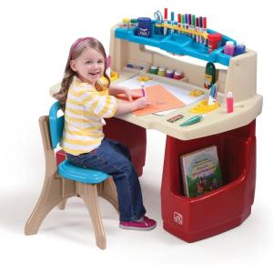 imageStep2 Deluxe Art Master Kids Desk Toddler Activity Table and Chair Craft Table with Storage Ages 3 Years Old