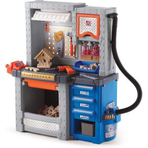 imageStep2 Deluxe Kids Workshop IndoorOutdoor Tool Bench for Children Interactive Play with Sounds Made of Durable Plastic Includes 50 Piece Toy Accessories For Toddlers 3 Years Old