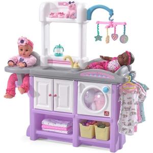 imageStep2 Love ampamp Care Deluxe Baby Doll Nursery Playset for Kids Compact Changing Station ampamp Crib Made of Durable Plastic Includes Toy Accessories For Toddlers 26 Years Old LavenderLavender