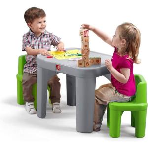 imageStep2 Mighty My Size Kids Table ampamp Chair Set Playroom Activity Table for Arts ampamp Crafts Made of Durable Plastic For Toddlers 2 Years Old Gray ampamp RedGray  Green