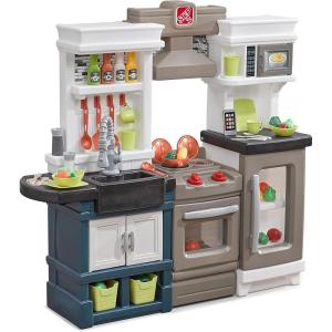 imageStep2 Modern Metro Kids Kitchen Playset IndoorOutdoor Kitchenette Interactive Play with Lights and Sounds Made of Durable Plastic Includes 33 Piece Toy Accessories For Toddlers 2 Years OldMulticolor