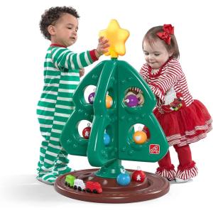 imageStep2 My First Christmas Tree Kids Interactive Christmas Toy 12 Colorful Plastic Ornaments to Decorate Mini Train Set Circles The Skirt for Toddles 1 Years Old