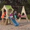 imageStep2 Play Up Gym Set Kids Outdoor Playset Two Tier Backyard Playground Set Slide Climbing Swings Basketball Hoop Outside Jungle Gym For Toddlers 36 Years OldSwing Set