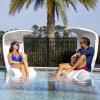 imageStep2 Mondello Chair with Shade OutdoorIndoor Waterproof Patio Furniture Pool Lounger Use in Pools Up to 9Inches of Water or Poolside Ledge Durable ampamp Weighted White