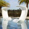 imageStep2 Mondello Chair with Shade OutdoorIndoor Waterproof Patio Furniture Pool Lounger Use in Pools Up to 9Inches of Water or Poolside Ledge Durable ampamp Weighted White