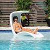 imageStep2 Mondello Lounger with Shade Stylish Poolside Lounger FadeResistant Waterproof Patio Furniture for Sun Shelf Use in Pools up to 15Inches of Water Weighted White