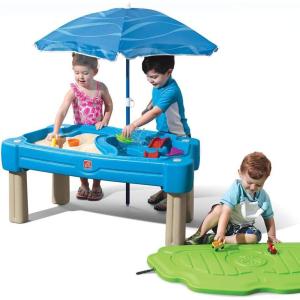 imageStep2 Cascading Cove Sand and Water Table Kids Activity Sensory Playset Comes with Umbrella Summer Outdoor Toys 7 Piece Toy Accessories For Toddlers 15 Years OldBlue