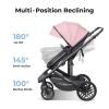 imageBassinet Stroller for Baby Convertible Infant Strollers w Reversible Seat ampamp Cup Holder 2in1 RearFacing Pram from Newborn to Toddler OneHand Easy Fold Coches para Bebes 516M GreyPink