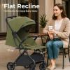 imageLightweight Baby Travel Stroller Compact Toddler Strollers w Telescoping Handle Cup Holder ampamp Storage Pocket Airplane Carry on OneHand Quick Fold Near Flat Recline Seat TR18 BlackGreen