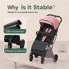 imageLightweight Baby Travel Stroller Compact Toddler Strollers w Telescoping Handle Cup Holder ampamp Storage Pocket Airplane Carry on OneHand Quick Fold Near Flat Recline Seat TR18 BlackPink