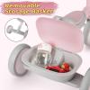 imageSEREED Colorful Lighting Toddler Tricycle for 25 Years Old Boys Girls Adjustable SeatampampHandlebar Trike Removable Basket Birthday Gift Idea for Kids Ages 2 GreenPink