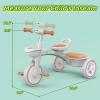 imageSEREED Colorful Lighting Toddler Tricycle for 25 Years Old Boys Girls Adjustable SeatampampHandlebar Trike Removable Basket Birthday Gift Idea for Kids Ages 2 GreenGreen
