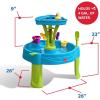 imageStep2 Summer Showers Splash Tower Water Table for Kids Outdoor Kids Water Sensory Table Ages 15 Years Old 8 Piece Water Toy Accessories Blue ampamp GreenSummer Showers Splash Tower Water Table