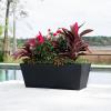 imageStep2 Tremont Trough Planter Large Planters for Outdoor Plants Gardening and Flower Pot for Patio or Porch Efficient Drainage Durable Plastic Black 2Pack