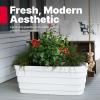 imageStep2 Wave Trough Planter Large Planters for Outdoor Plants Gardening and Flower Pot for Patio or Porch Efficient Drainage Durable Plastic White 2Pack
