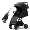 imageLightweight Baby Travel Stroller Compact Toddler Strollers w Telescoping Handle Cup Holder ampamp Storage Pocket Airplane Carry on OneHand Quick Fold Near Flat Recline Seat TR18 BlackBlack