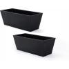 imageStep2 Tremont Trough Planter Large Planters for Outdoor Plants Gardening and Flower Pot for Patio or Porch Efficient Drainage Durable Plastic Black 2Pack
